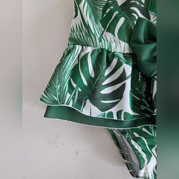 Tropical Print Montesera Print Ruffle Baby One Piece Swim Suit - Picture 5 of 11